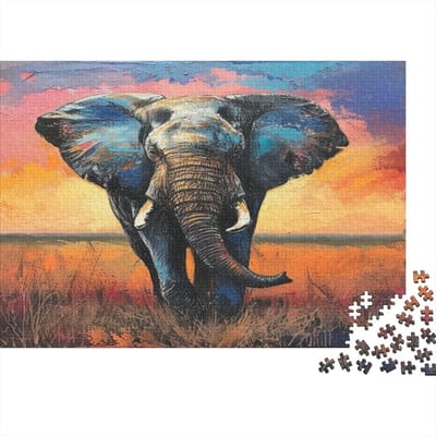 Olifant Puzzel - Legpuzzel Volwassenen - Ontspanning Thuis - Gerecycled Karton - 75 x 50 cm - Stijl 1