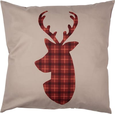 Clayre & Eef Kussenhoes 45x45 cm Rood Bruin Polyester Hert