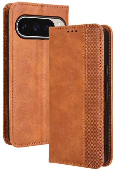 Coverup Hoesje - Geschikt voor Google Pixel 10 / Pixel 10 Pro Hoesje - Coverup Vintage Style Book Case - Bruin