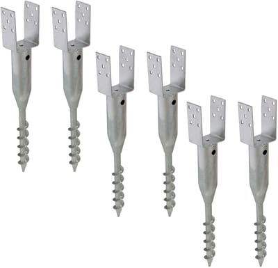 6x U-profiel grondbus om in teTRUTZHOLM Grondbus 8x8 cm om te Schroeven Set van 6 - U-Profiel Grondanker 67.5cm - Thermisch Verzinkt Paalhouder 80mm schroeven 8x8 cm 67,5 cm lengte thermisch verzinkt voor vierkanthout 80 mm