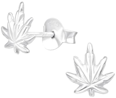 Joy|S - Zilveren wietblad oorbellen - 6 x 7 mm - oorknopjes - sterling zilver 925