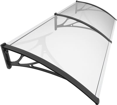 Luifel voor voordeur 200 x 80 cm van polycarbonaat en aluminium, weerbestendige boogluifel, zwart