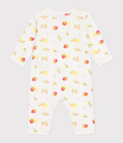 Petit Bateau Katoenen babypyjama zonder voetjes met fruitprint Meisjes Boxpak - Wit / Meerkleurig