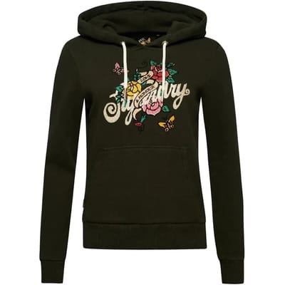 Superdry Trui Tattoo Script Graphic Hoodie W2011958a 1km Surplus Goods Olive Green Dames Maat - XS