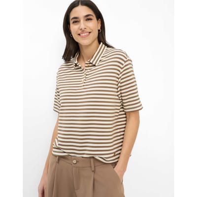 Brax Dames Poloshirt  Style CARA S mocha brown, donkerbruin, maat 44