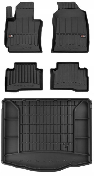 Frogum ProLine Complete Set: Luxe Rubberen Automatten + Kofferbakmat - Geschikt voor SSANGYONG XLV Vanaf 2016 - Lage Laadvloer - Perfecte Pasvorm - Geurloos TPE - Zwart