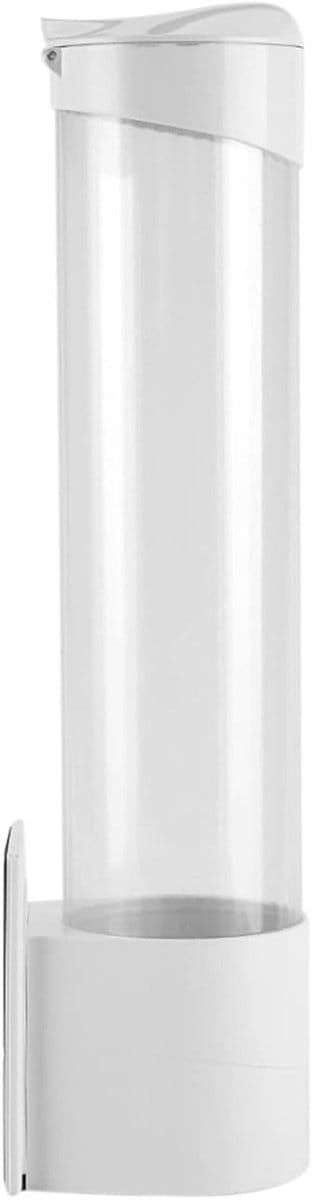 Bekerdispenser Wandmontage - Bekershouder - Hygiënisch Serveren - Stofdicht Deksel - 50 Bekers - Wit