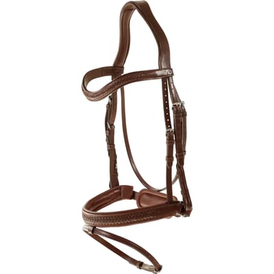Dy'on - Gewoven Hoofdstel Neusriem en Pull Back - Cob - Black - Medium afneembare sperriem