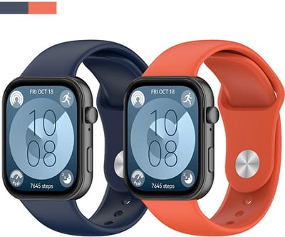 Stravo 2-Pack Classic Siliconen Bandjes Geschikt voor geschikt voor Huawei Watch Fit 5 / Watch Fit 5 Pro / Watch Fit 4 / Watch Fit 4 pro / Watch Fit 3 – Zacht & Comfortabel Horlogeband – Blauw + Oranje