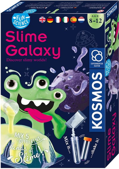 KOSMOS Slime Galaxy - Experimenteerset - Maak Zelf Glow in the Dark Slijm - 6 Ruimte-experimenten met Glitter, Ogen en Slime Alien - STEM Speelgoed - Vanaf 8 Jaar