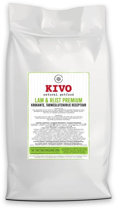 Kivo Petfood Hondenbrokken Krokant Lam & Rijst 15 kg - Tarweglutenvrij