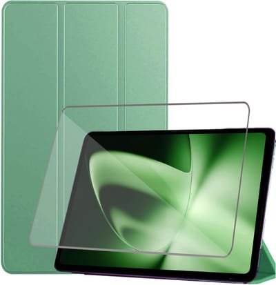 Tablet Hoes + Screenprotector geschikt voor OnePlus Pad / Oppo Pad 3 / Oppo Pad 2 – Tempered Glass - Extreme Shock Case Sage Groen