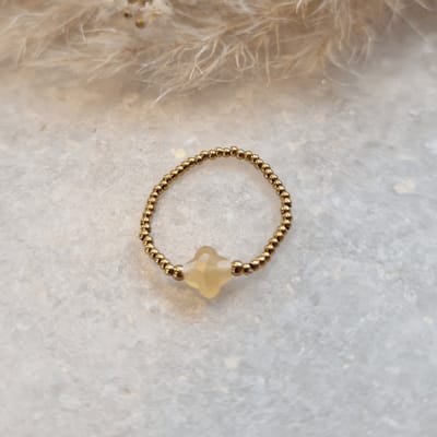 By jam - Ring clover champagne gold - kadotip - stainless steel