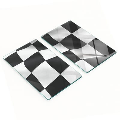 Set van twee decoratieve glazen keukenplanken met vlagvormige uiteinden, 2x30x52 cm