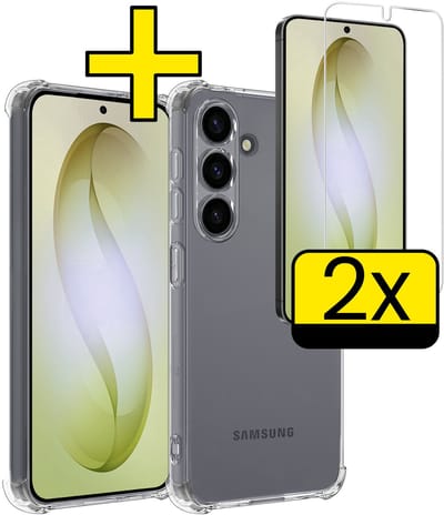 Hoesje - Met Screenprotector - 2 Stuks - Geschikt voor Samsung Galaxy S26 - Sterk & Shockproof - Siliconen Case - Back Cover - Telefoon Hoes - Shock Proof - Telefoonhoesjes - Transparant