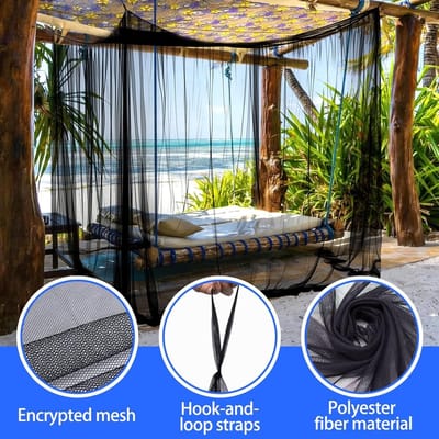 Ruimtesparend Insectennet 300 x 300 x 250 cm voor Tuin, Terras en Camping, 220 Mesh Fijnmazig met 1 Deur (Zwart)