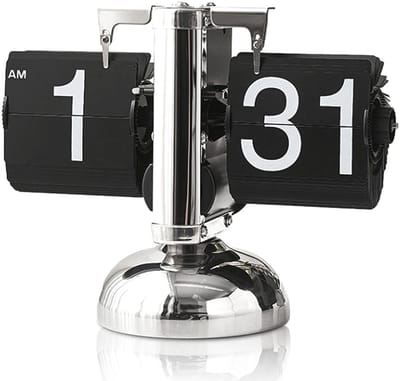 Allecto - Retro digitale opklapbare klok - Vintage minimalistisch design - Zwart - Mechanische flip klok - Ideaal voor kantoor of woonkamer