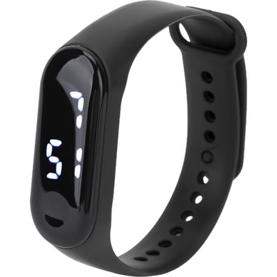 Digitaal Horloge LED Witte Licht Display Plastic Spiegel Elektronisch Uurwerk Siliconen Bandje Sport black