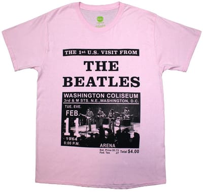 The Beatles - Washington '64 Promo Heren T-shirt - S - Roze