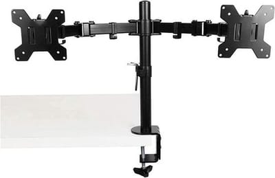 Monitorarm Dubbel – Universele Monitorstandaard 2 Schermen – Kantelbaar & Zwenkbaar – 10-32 Inch - Dubbele Monitor Beugel – Zwart – Bureau Bevestiging met Bladklem