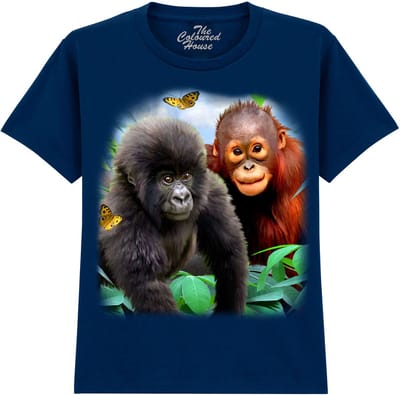 Gorilla Orangutan Jungle Buddies The Coloured House T-shirt 4XL