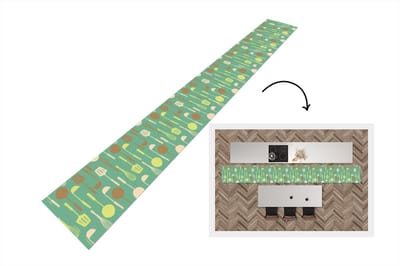 Keukenloper - Keukenmat - Spatel - Lepel - Patronen - Keuken - 400x50 cm - Keuken vloerkleed