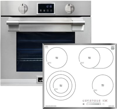 Kaiser - inbouwoven - kookplaat - EH 6339 XXL Inbouwoven - 86L - met pyrolyse & AirFry - touch display - inbouw - elektrische kookplaat KCT 6715 F W - keramische kookplaat - wit - glas - 4 kookzones