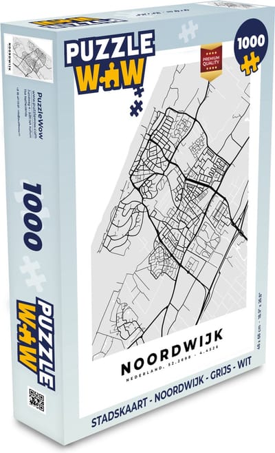 Puzzel Stadskaart - Noordwijk - Grijs - Wit - Legpuzzel - Puzzel 1000 stukjes volwassenen - Plattegrond