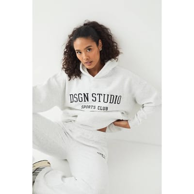 Dames DSGN Studio Applique Oversized Hoodie | Asgrijs | Maat: Large