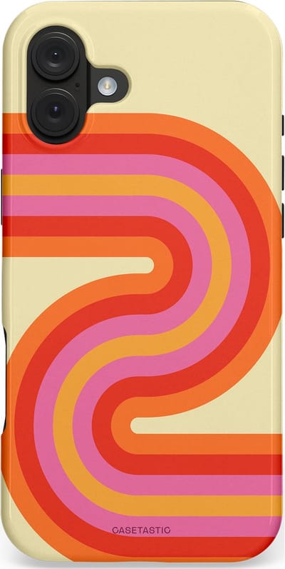 Casetastic hoesje geschikt voor Apple iPhone 16 Plus - MagSafe - Dubbellaagse bescherming - Retro wave - Fashion Case - Zand Rood Oranje Roze