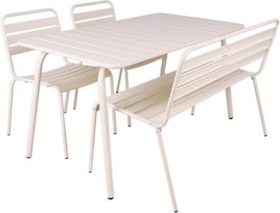 MaximaVida metalen tuinset Max ivoor 150 cm 1 tafel met 2 stoelen en 1 bank
