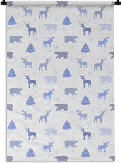 Wandkleed - Wanddoek - Hert - Patroon - Sneeuw - 120x180 cm - Wandtapijt
