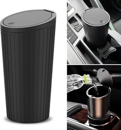Auto-afvalbak met deksel, afvalbak voor in de auto, mini-afvalbakken voor in de auto, bekerhouder voor in de auto, universele lekvrije vuilniszakken voor in de auto, kantoor, keuken- Afvalbak - Trash - Bekerhouder - Organizer