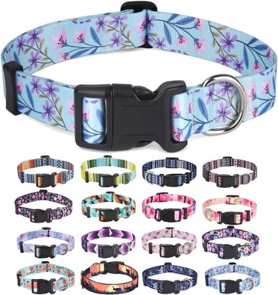 Verstelbare zachte hondenhalsband met bloemmotieven voor kleine, middelgrote en grote honden