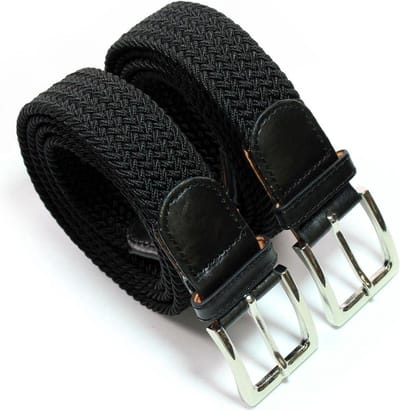 Zwart Dubbelpakket Elastiek - Elastische Comfort Riem - Gevlochten - Totale lengte 115