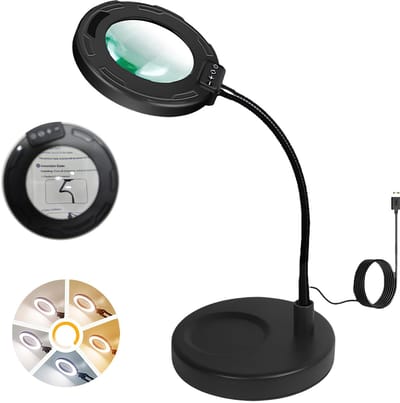 Unyqoos® Verstelbaar vergrootglas met verlichting en flexibele standaard voor diverse toepassingen