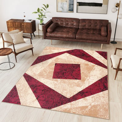 Tapiso Dream Vloerkleed Beige Rood Modern Geometrisch Woonkamer Tapijt Maat- 250x300
