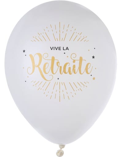SANTEX - 8 latex ballonnen leve het pensioen wit en goud metallic 23 cm voor decoratie