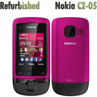 Téléphone Mobile Nokia Original Débloqué Nokia C2-05 coulissant remis à neuf avec 1 SIM No charger noir