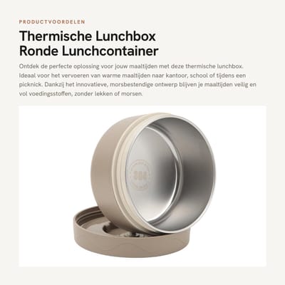 Dailygoods- Lunchbox RVS - Thermische Container voor Eten - Morsbestendig - Geschikt voor Werk/School/Buiten - Hoogwaardige Constructie - Warmtebehoud