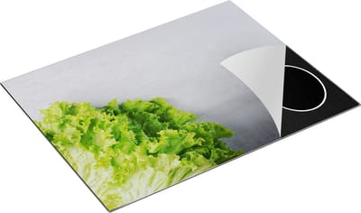 Chefcare Inductie Beschermer Groene Sla op Grijze Marmer - 77x59 cm - Afdekplaat Inductie - Kookplaat Beschermer - Inductie Mat