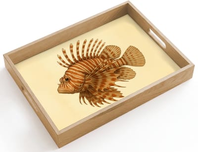 Dienblad hout 40x30 cm - Schootdienblad - Strepen - Vis - Rond - Stekels - Borrelplank rechthoek - Plateau dienbladen