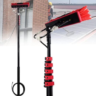 Telescopische Borstel - Raamwisser Steel - Buiten Reinigen - Uitschuifbaar Tot 9 Meter - 30-50 Cm Kop - Zilver