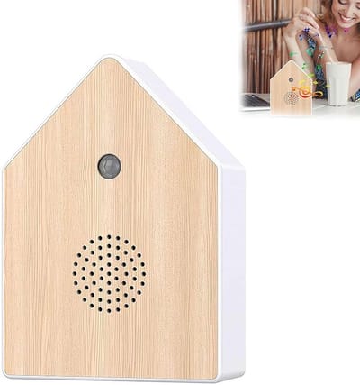 KZQ Vogelhuisje met geluid en bewegingsmelder bruin 11x3,5x15,2 cm aanpasbaar volume sensor voor toilet badkamer gang kantoor cadeau voor vrouw en man