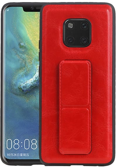 Grip Stand Hardcase Backcover - Telefoonhoesje - Achterkant Hoesje - Geschikt voor Huawei Mate 20 Pro - Rood