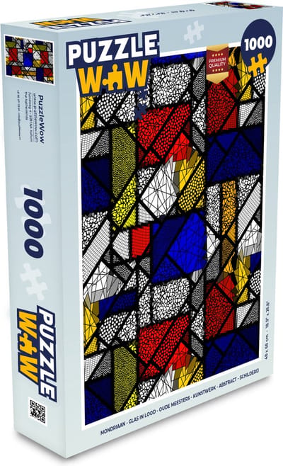 Puzzel Mondriaan - Glas in lood - Oude Meesters - Kunstwerk - Abstract - Schilderij - Legpuzzel - Puzzel 1000 stukjes volwassenen