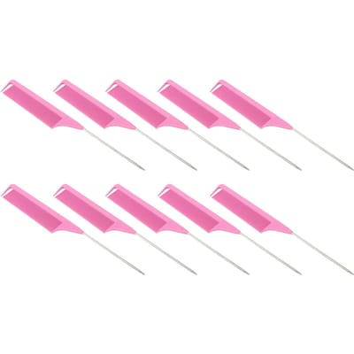 10 stuks Rattenstaartkammen Fijne Tanden Voorkomen Statische Elektriciteit Gladmakende Handgreep Puntige Haarscheiding Kammen pink
