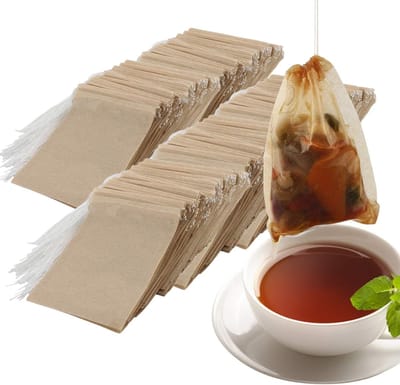 Filterzakjes – 600 stuks – Theezakjes (met trekkoord) – Lege theefilters – Voor losse thee – 6 × 8 cm – Geschikt voor groene, zwarte, kruiden- en fruitthee – Eenvoudig te vullen en te sluiten
