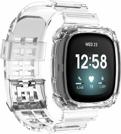 TPU Smartwatch bandje - Geschikt voor  Fitbit Versa 3 crystal bandje met frame - transparant - Strap-it Horlogeband / Polsband / Armband