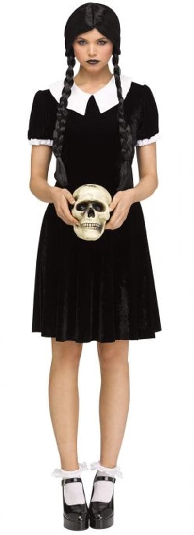 Gothic Girl Wednesday - Maat M/L - Medium / Large - Jurk - Verkleedkledij - Verkleedkostuum - Volwassene